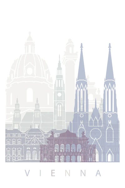 Austria: Vienna Skyline Poster Pastel by Paul Rommer