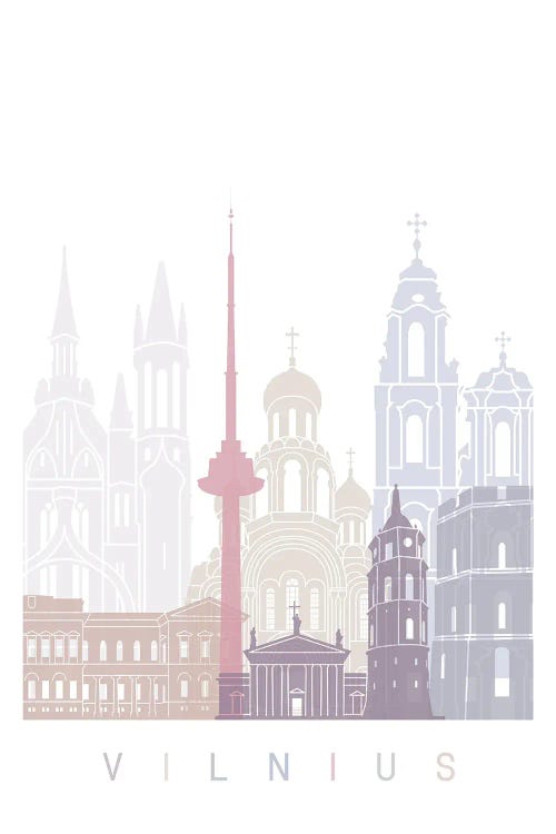 Vilnius Skyline Poster Pastel