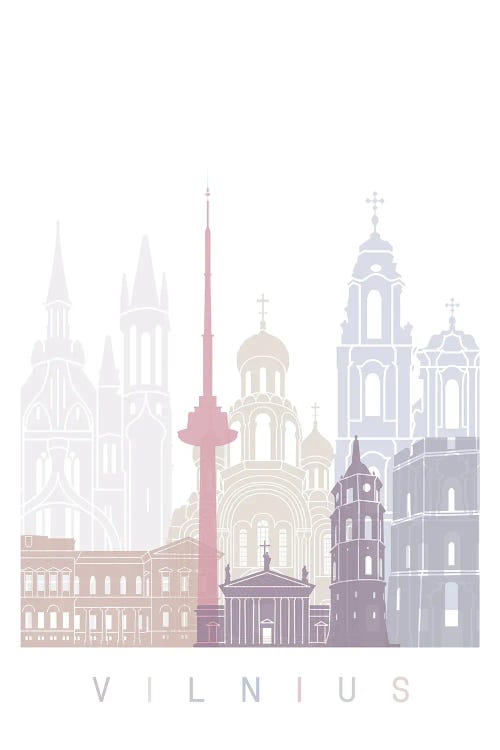 Vilnius Skyline Poster Pastel by Paul Rommer wall art