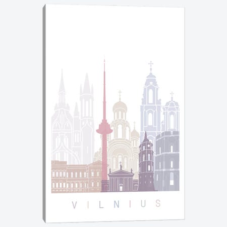 Vilnius Skyline Poster Pastel Canvas Print #PUR6069} by Paul Rommer Art Print