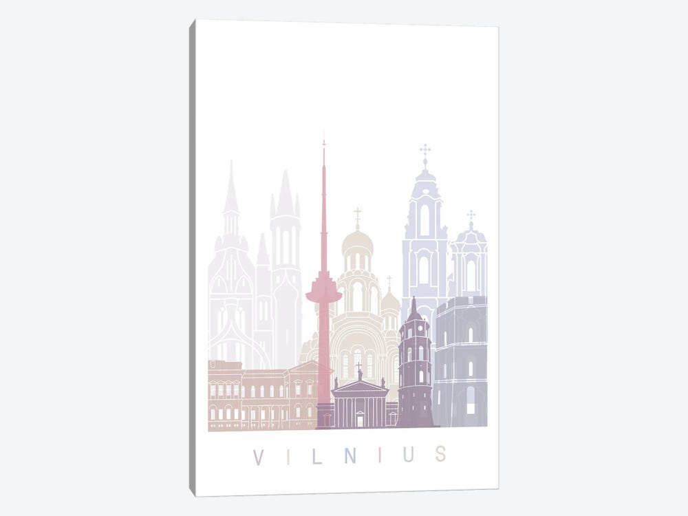Vilnius Skyline Poster Pastel by Paul Rommer 1-piece Canvas Art Print