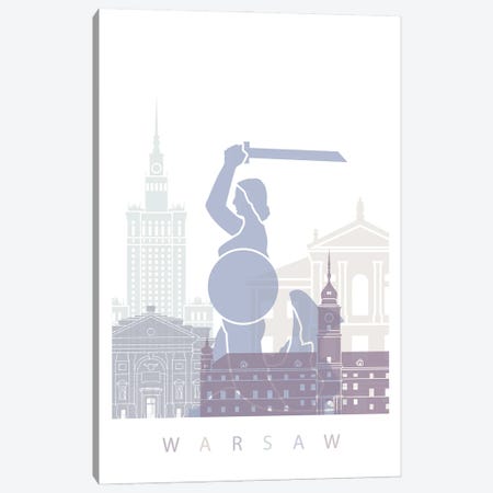 Warsaw Skyline Poster Pastel Canvas Print #PUR6070} by Paul Rommer Canvas Wall Art