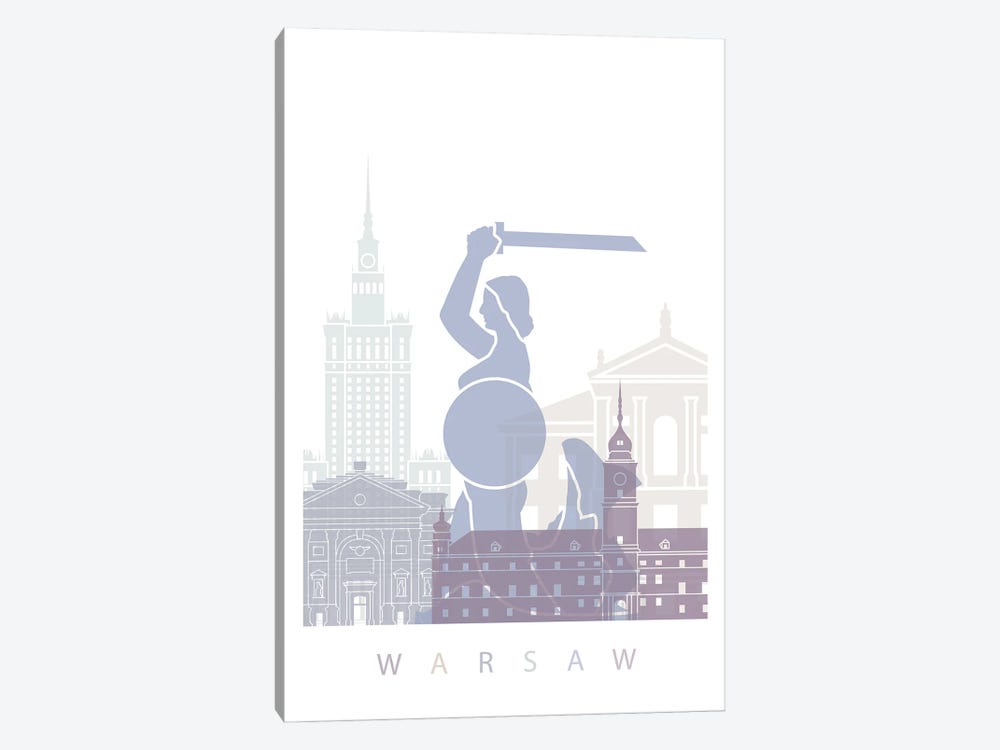 Warsaw Skyline Poster Pastel by Paul Rommer 1-piece Art Print
