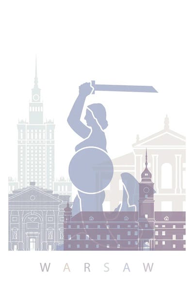 Poland: Warsaw Skyline Poster Pastel by Paul Rommer