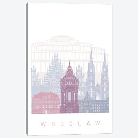 Wroclaw Skyline Poster Pastel Canvas Print #PUR6071} by Paul Rommer Canvas Artwork