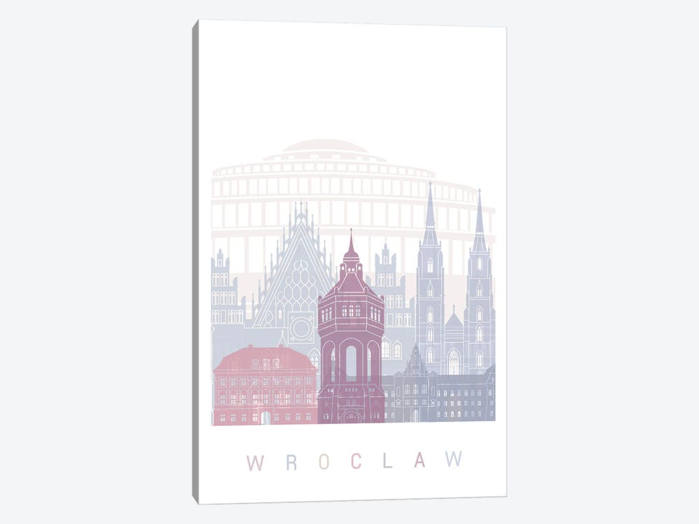 Wroclaw Skyline Poster Pastel by Paul Rommer 1-piece Canvas Wall Art