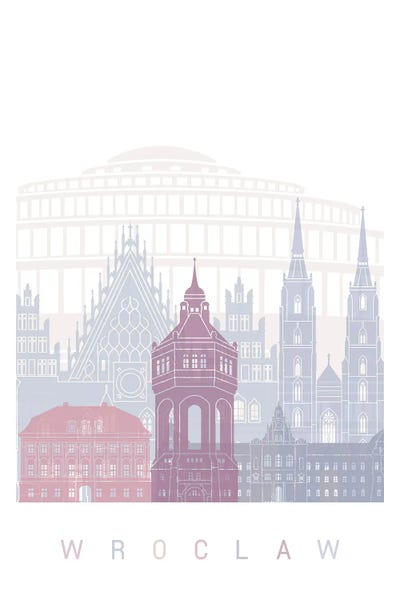 Poland: Wroclaw Skyline Poster Pastel by Paul Rommer