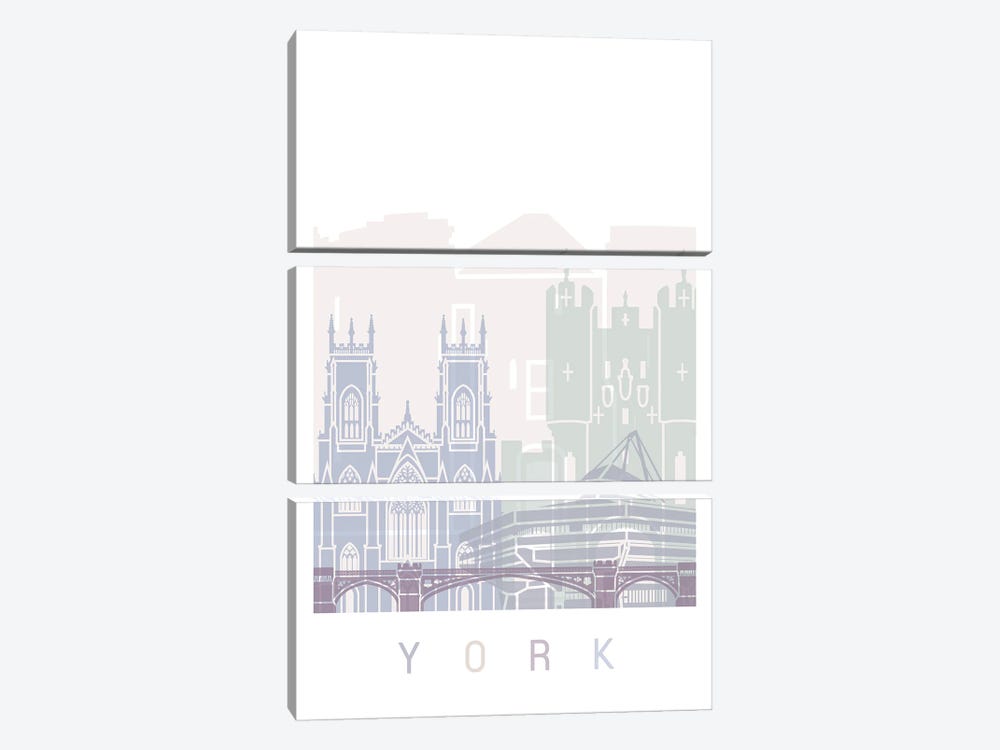 York Skyline Poster Pastel by Paul Rommer 3-piece Canvas Art Print