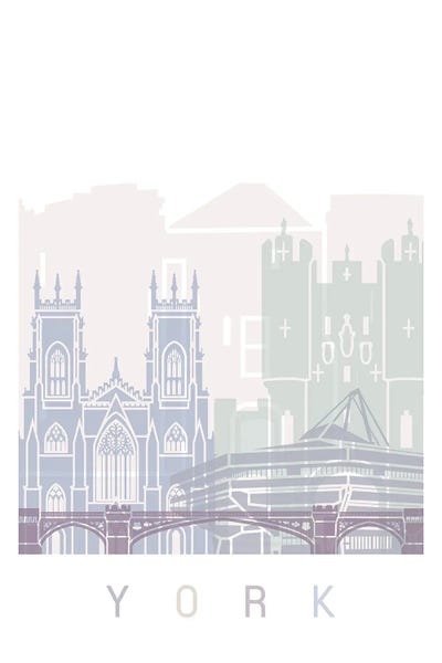 York: York Skyline Poster Pastel by Paul Rommer