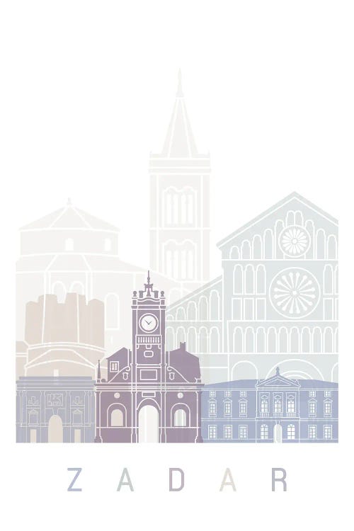 Zadar Skyline Poster Pastel by Paul Rommer wall art
