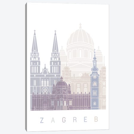 Zagreb Skyline Poster Pastel Canvas Print #PUR6074} by Paul Rommer Canvas Art Print