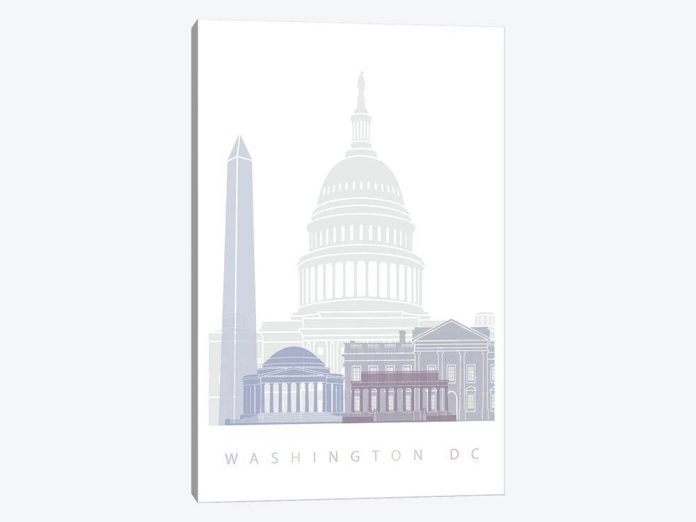 Washington DC Skyline Poster-M by Paul Rommer 1-piece Canvas Art