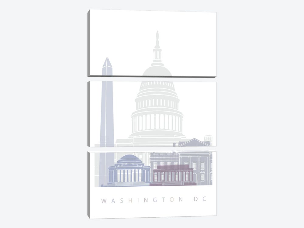 Washington DC Skyline Poster-M by Paul Rommer 3-piece Canvas Wall Art