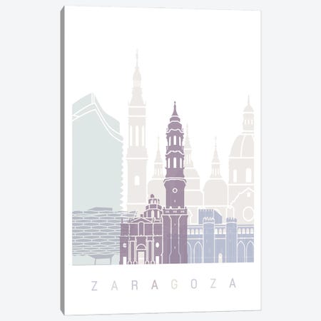 Zaragoza Skyline Poster Pastel Canvas Print #PUR6076} by Paul Rommer Canvas Print