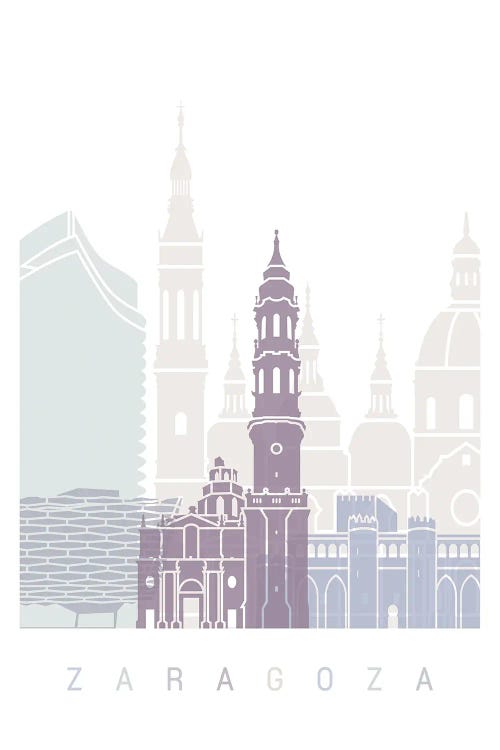 Zaragoza Skyline Poster Pastel