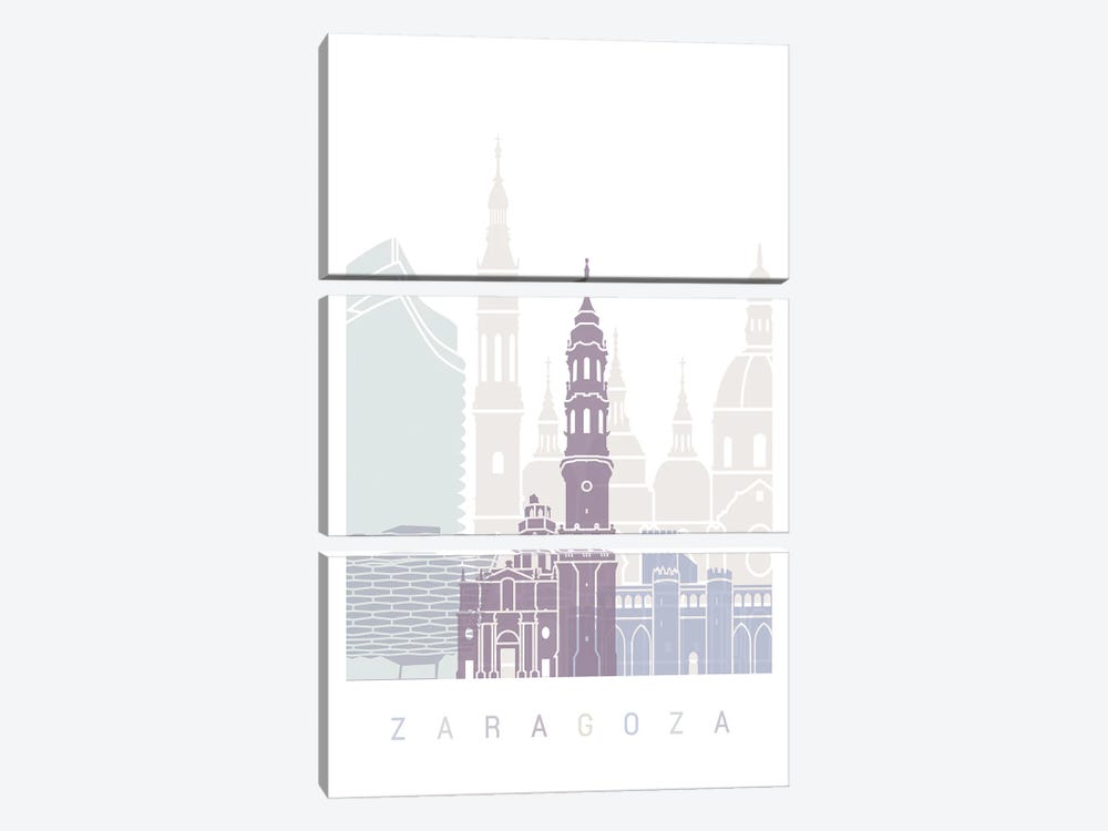 Zaragoza Skyline Poster Pastel by Paul Rommer 3-piece Art Print