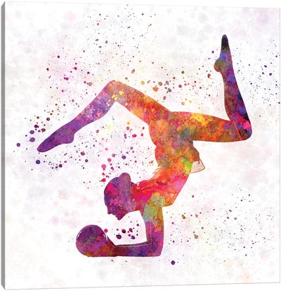 Rhythmic Gymnastics Woman Silhouette Canvas Art Print - Gymnastics