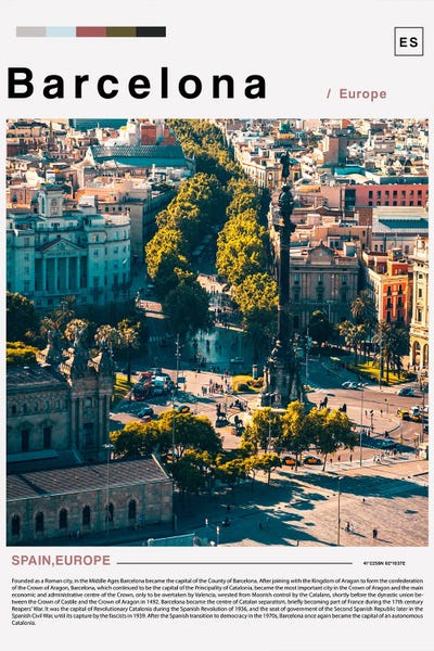 Catalonia: Barcelona Landscape Poster by Paul Rommer