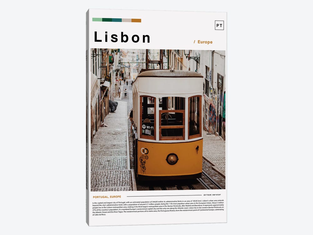 Lisbon Landscape Poster by Paul Rommer 1-piece Canvas Print