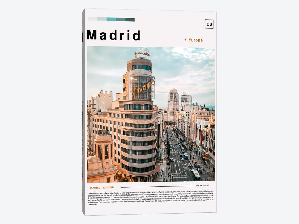 Madrid Landscape Poster by Paul Rommer 1-piece Canvas Print