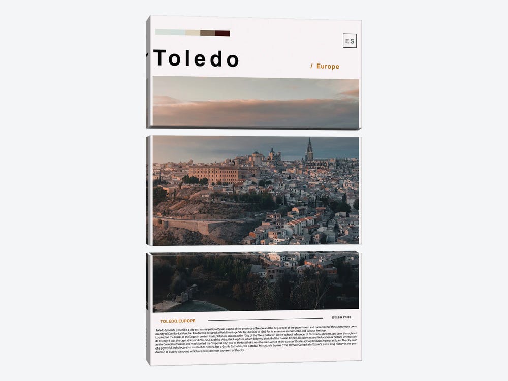 Toledo Landscape Poster by Paul Rommer 3-piece Canvas Print