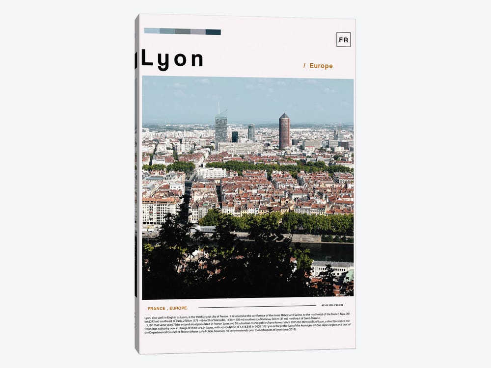 Lyon Poster Landscape by Paul Rommer 1-piece Canvas Artwork