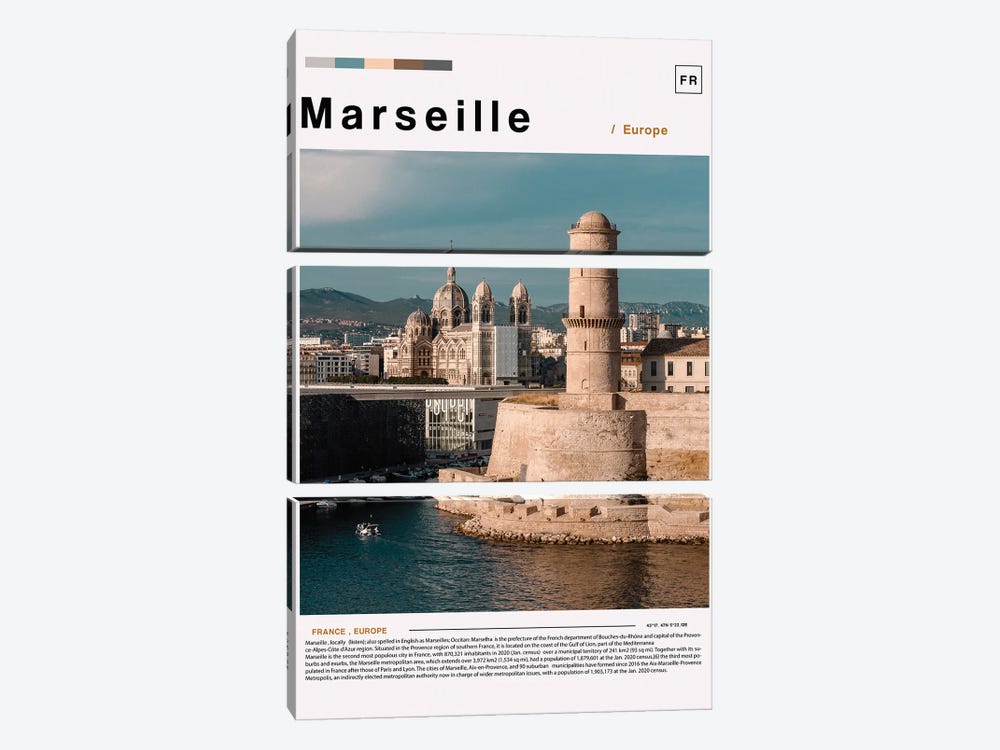 Marseille Poster Landscape by Paul Rommer 3-piece Art Print