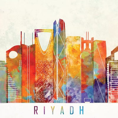 Riyadh Landmarks Watercolor Poster by Paul Rommer art print