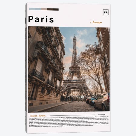 Paris Poster Landscape Canvas Print #PUR6090} by Paul Rommer Canvas Art