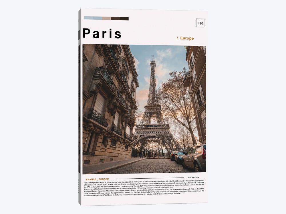 Paris Poster Landscape by Paul Rommer 1-piece Art Print