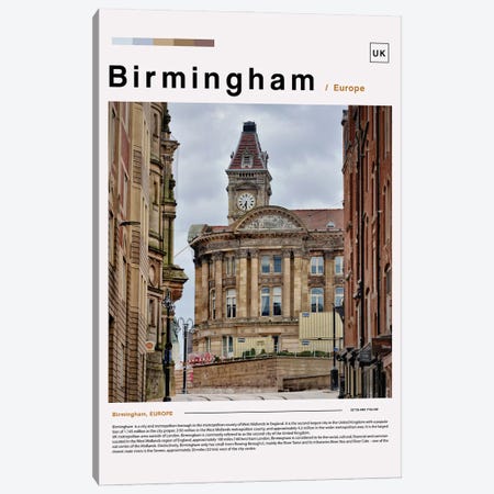Birmingham Poster Landscape Canvas Print #PUR6092} by Paul Rommer Canvas Artwork