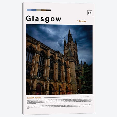 Glasgow Poster Landscape Canvas Print #PUR6093} by Paul Rommer Canvas Wall Art