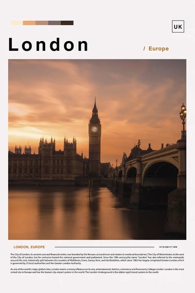 London Travel Posters: London Poster Landscape by Paul Rommer