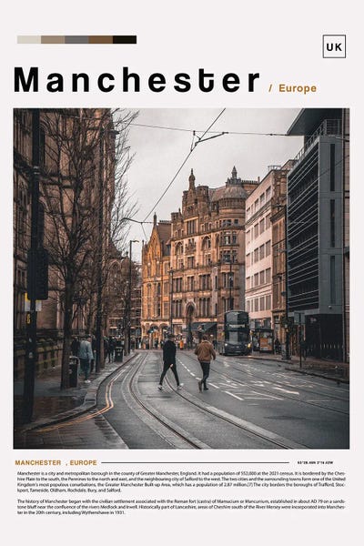 Manchester Poster Landscape by Paul Rommer framed wall art