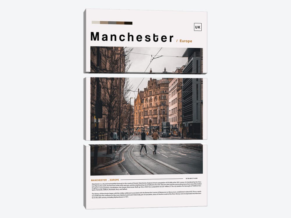 Manchester Poster Landscape by Paul Rommer 3-piece Art Print