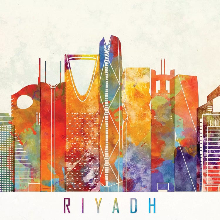 Riyadh Landmarks Watercolor Poster by Paul Rommer wall art