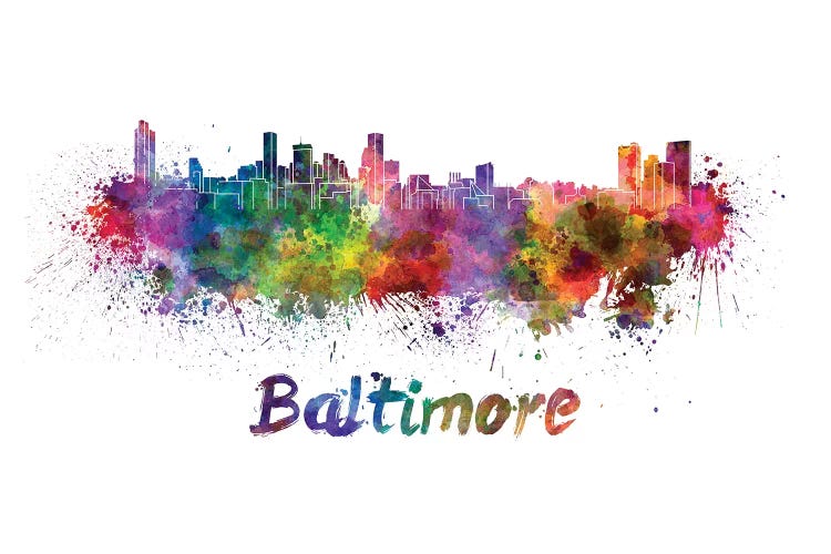 Baltimore Skyline In Watercolor