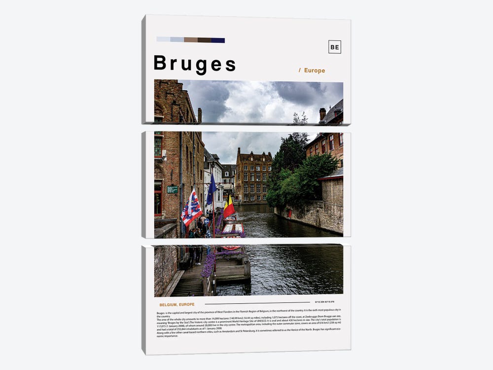 Bruges Photo Poster by Paul Rommer 3-piece Canvas Art