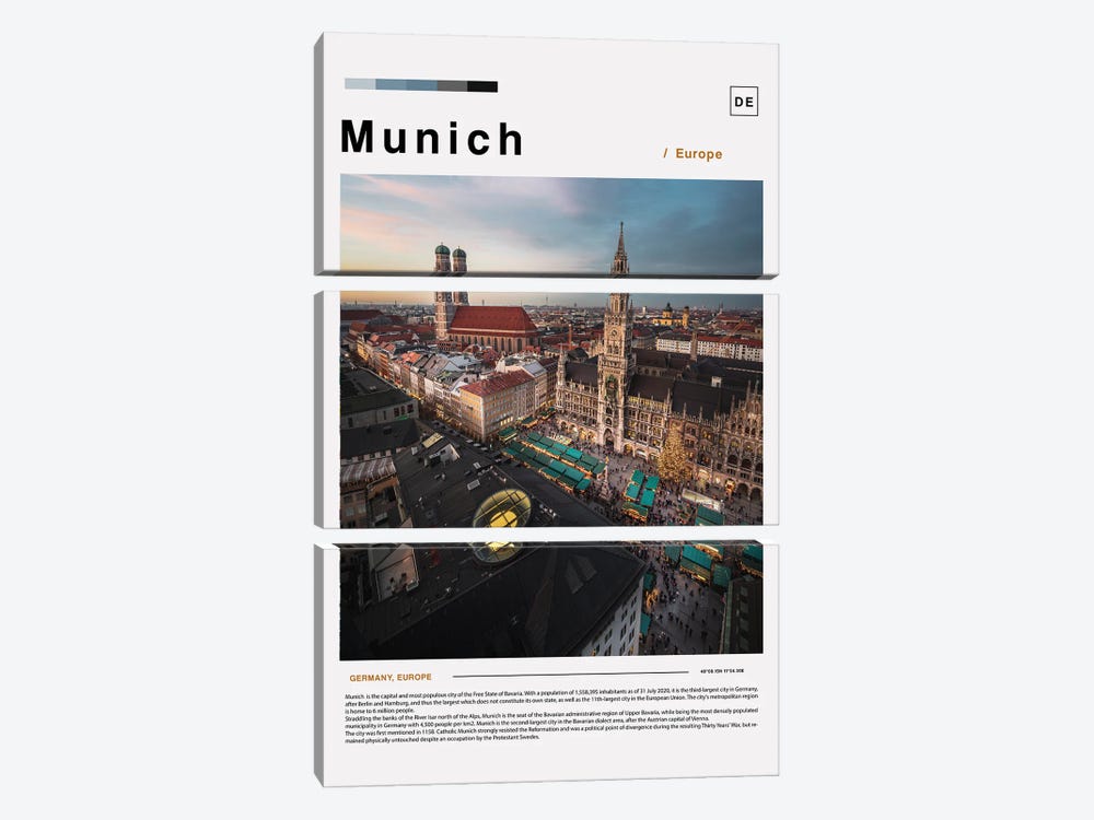 Munich Landscape Poster by Paul Rommer 3-piece Canvas Wall Art