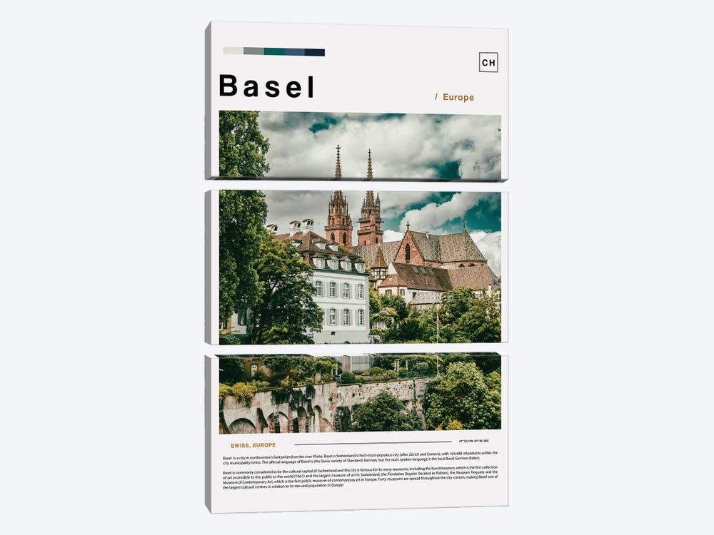 Basel Landscape Poster by Paul Rommer 3-piece Canvas Wall Art