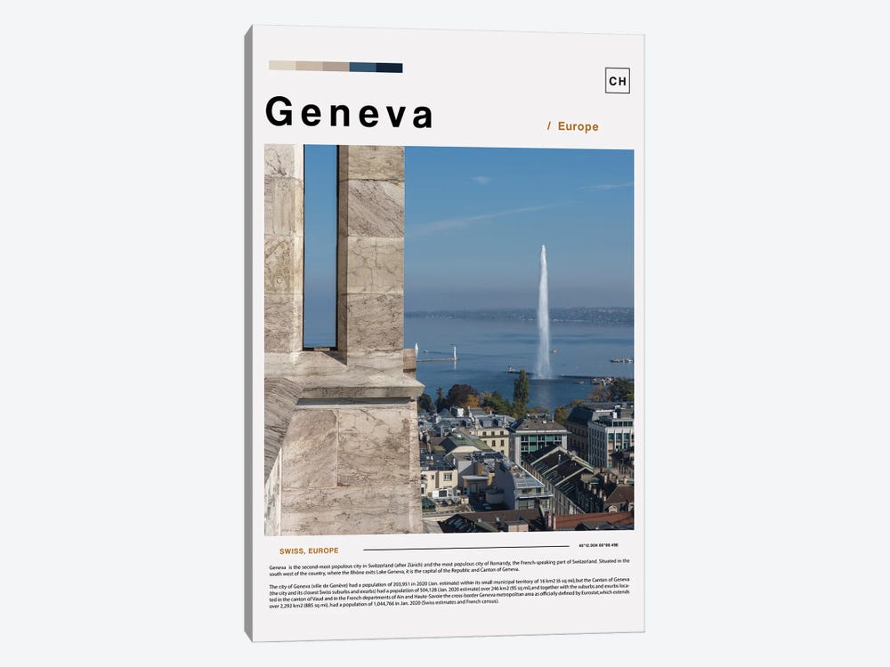Geneva Landscape Poster by Paul Rommer 1-piece Canvas Artwork