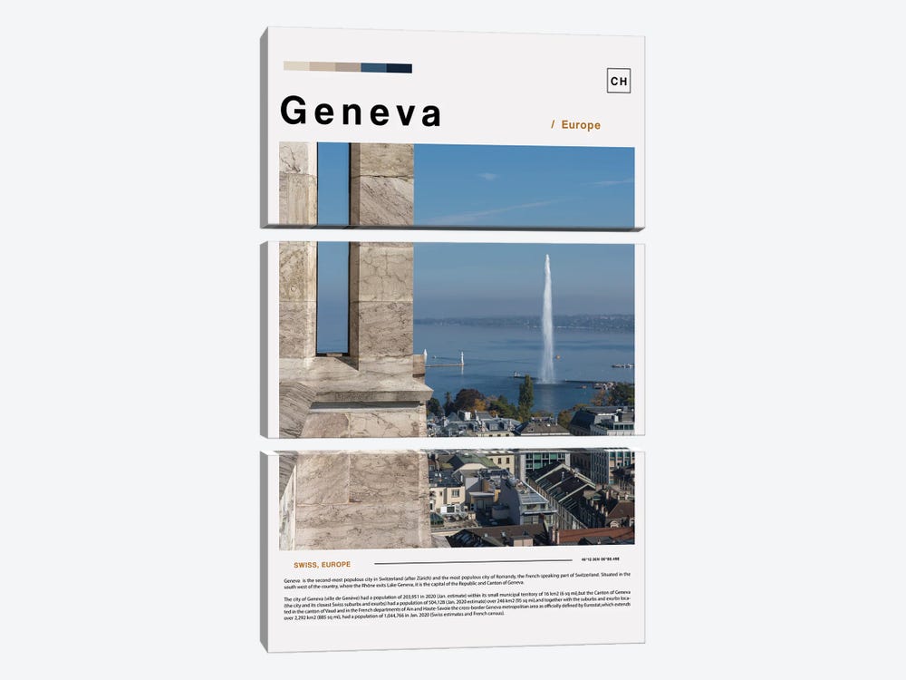 Geneva Landscape Poster by Paul Rommer 3-piece Canvas Art