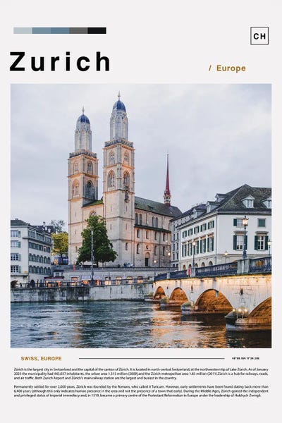 Zurich Landscape Poster by Paul Rommer canvas print