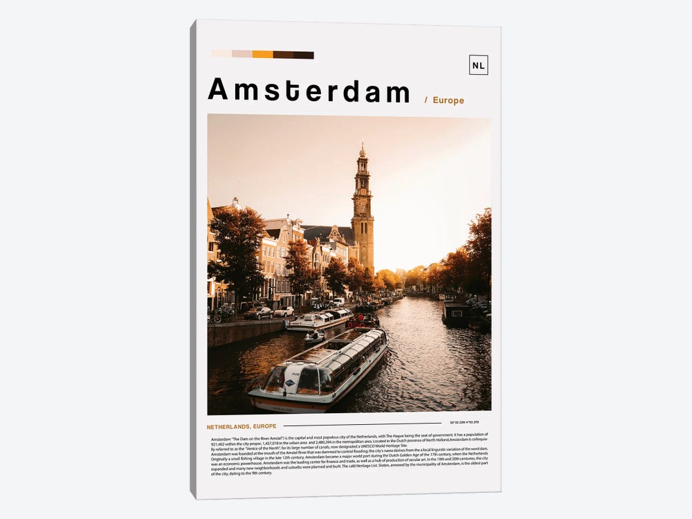 Amsterdam Landscape Poster by Paul Rommer 1-piece Canvas Art