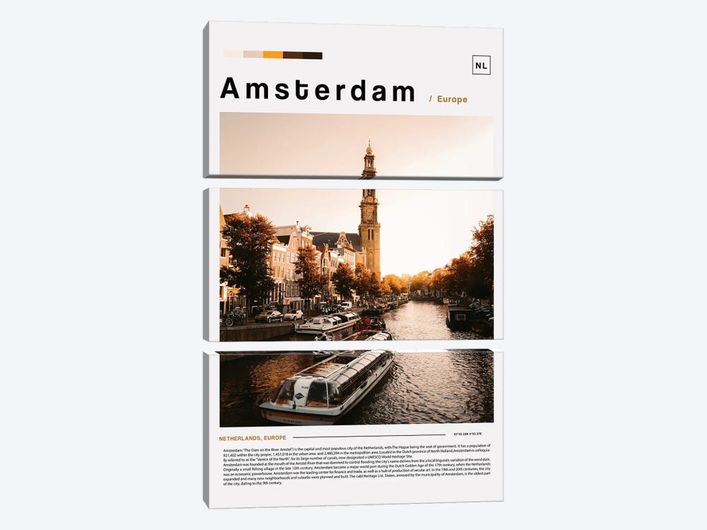 Amsterdam Landscape Poster by Paul Rommer 3-piece Canvas Wall Art
