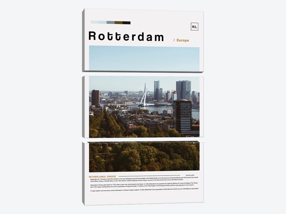 Rotterdam Landscape Poster by Paul Rommer 3-piece Canvas Print