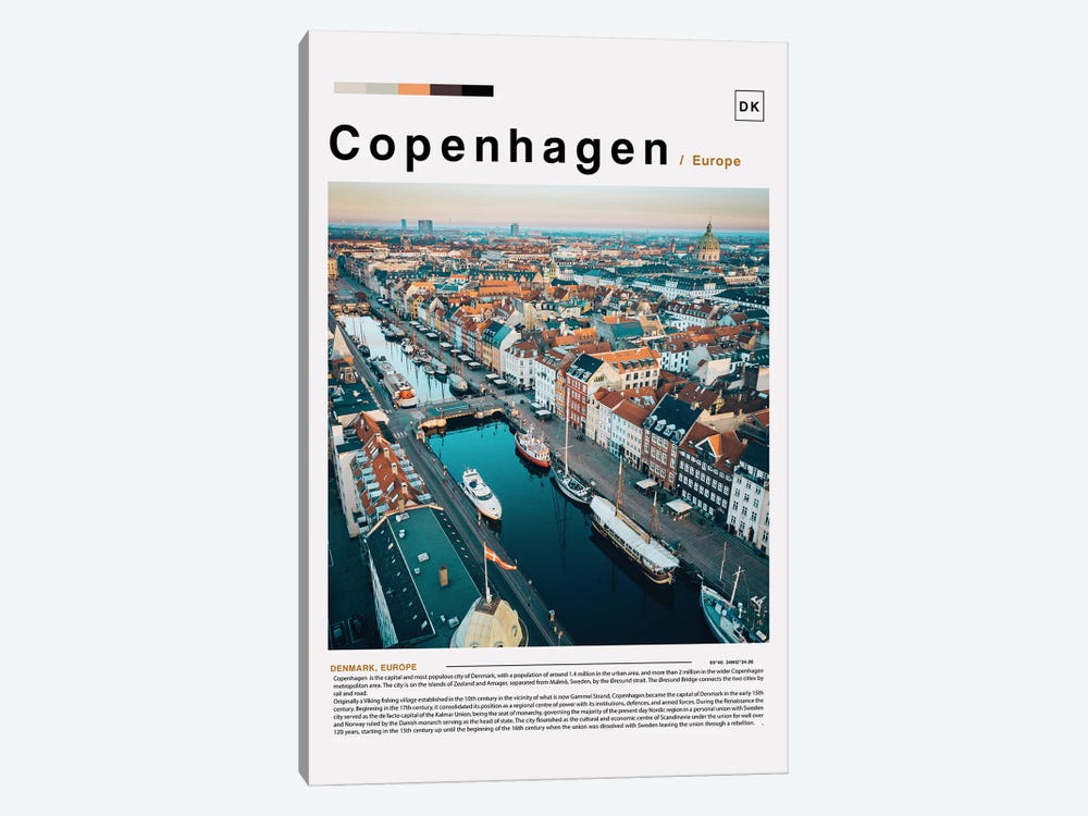 Copenhagen Landscape Poster by Paul Rommer 1-piece Canvas Print