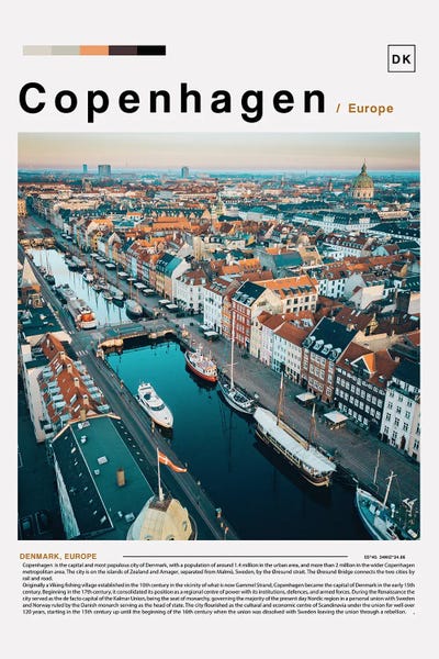 Denmark: Copenhagen Landscape Poster by Paul Rommer