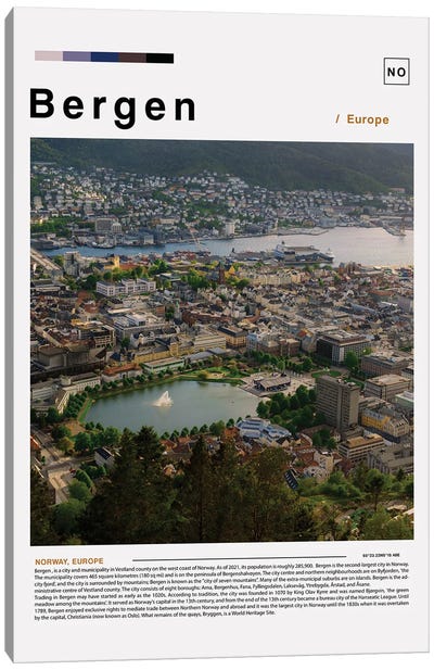 Bergen Landscape Poster Canvas Art Print - Norway Art