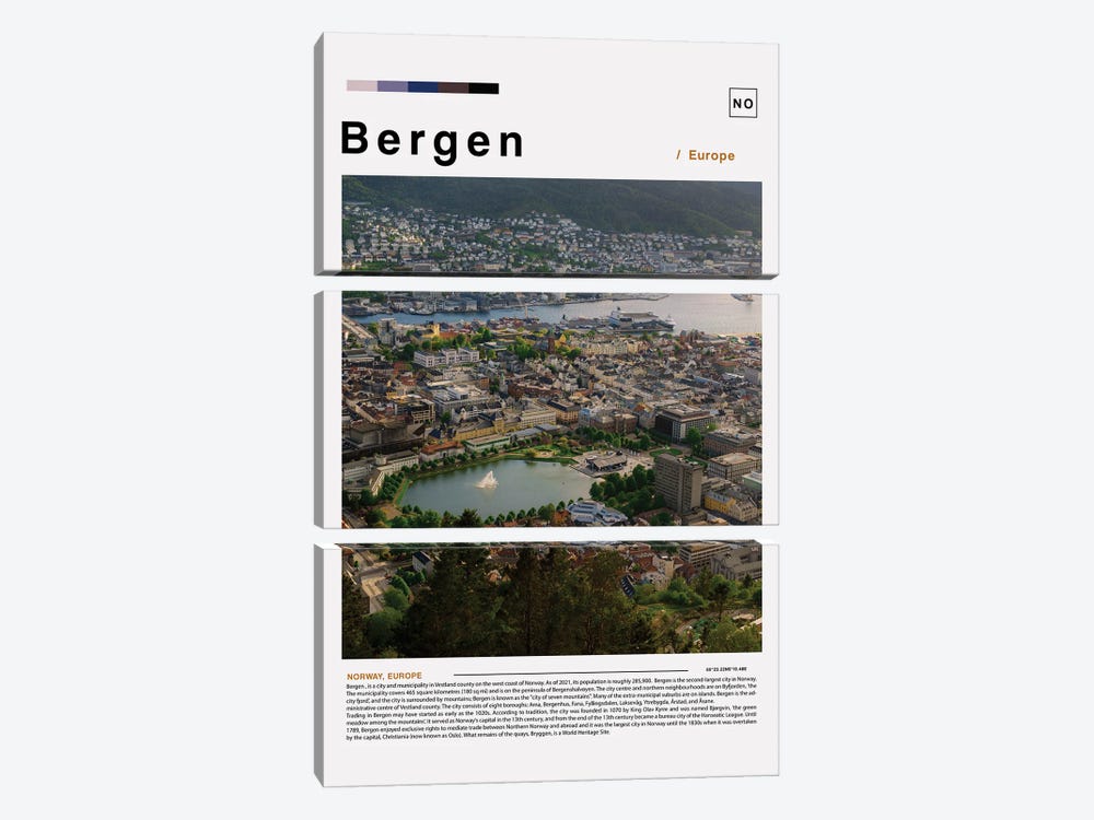 Bergen Landscape Poster by Paul Rommer 3-piece Canvas Artwork